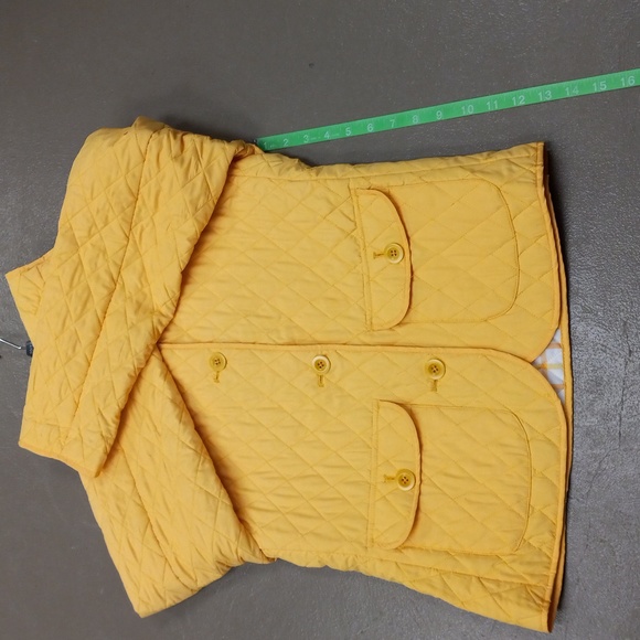 Lands End Sunshine Yellow, Quilted, Thermolite, 2 Pocket, Button Down Jacket - Picture 7 of 13